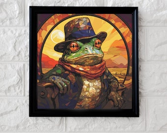 Mosaic frog cross stitch pattern full coverage PDF