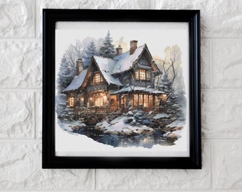 Winter lodge cross stitch pattern PDF