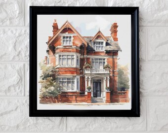 Red brick house cross stitch pattern PDF