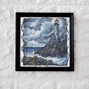 Dark lighthouse cross stitch pattern PDF