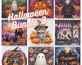 Halloween cross stitch pattern bundle 3 full coverage PDF