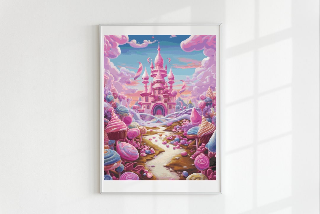 Pink Candy Castle Cross Stitch Pattern Full Coverage PDF - Etsy