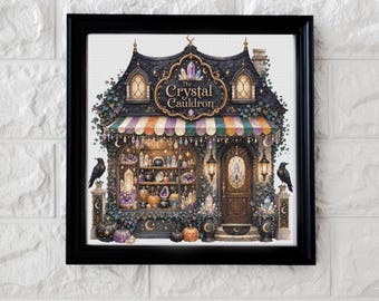 Crystal Halloween shop cross stitch pattern full coverage PDF Digital download