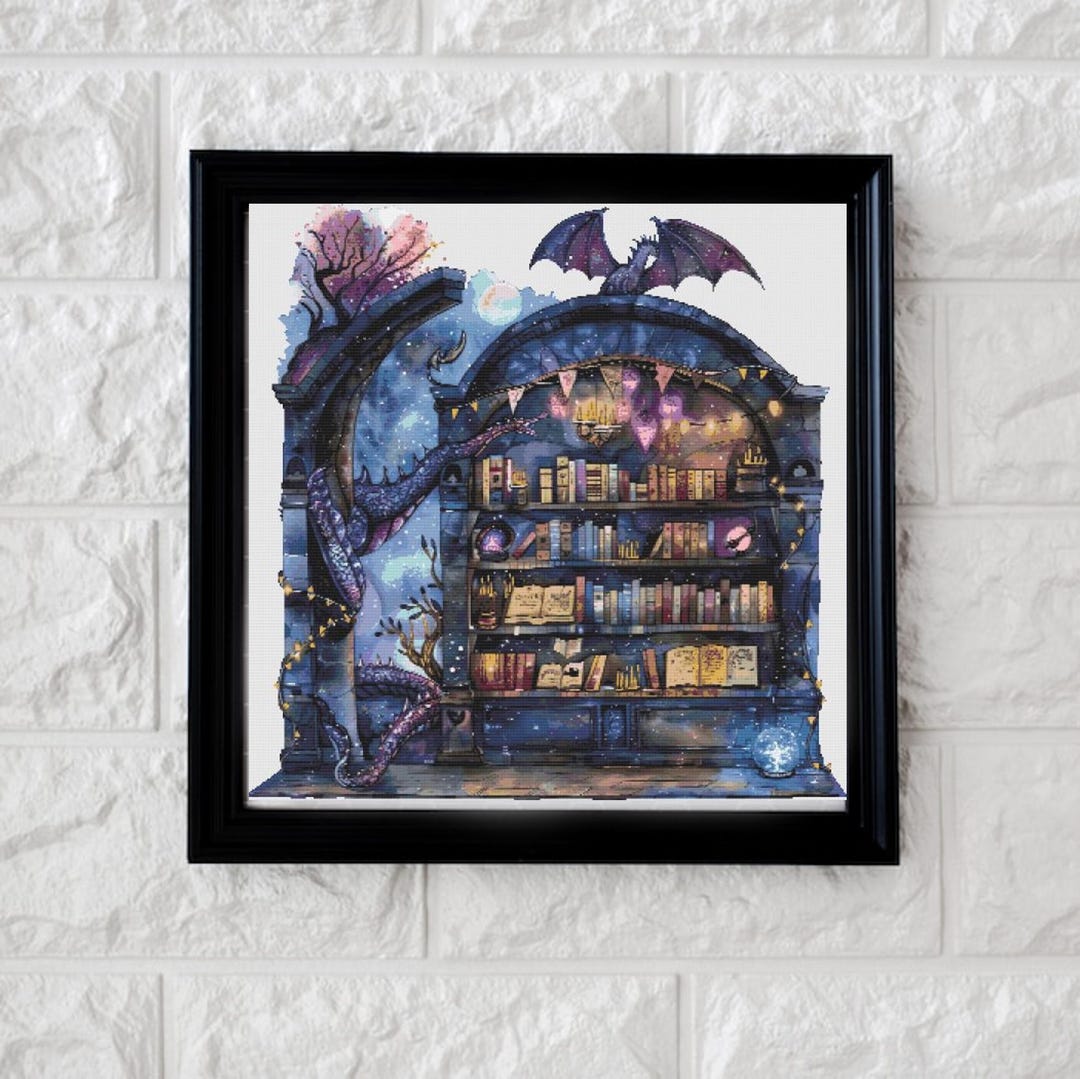 Mythical Bookcase Cross Stitch Pattern PDF - Etsy