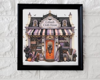 Halloween fabric shop cross stitch pattern full coverage PDF Digital download