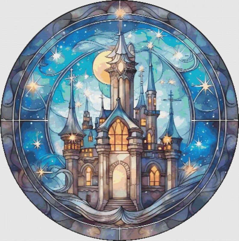 Celestial Castle Cross Stitch Pattern Full Coverage PDF - Etsy