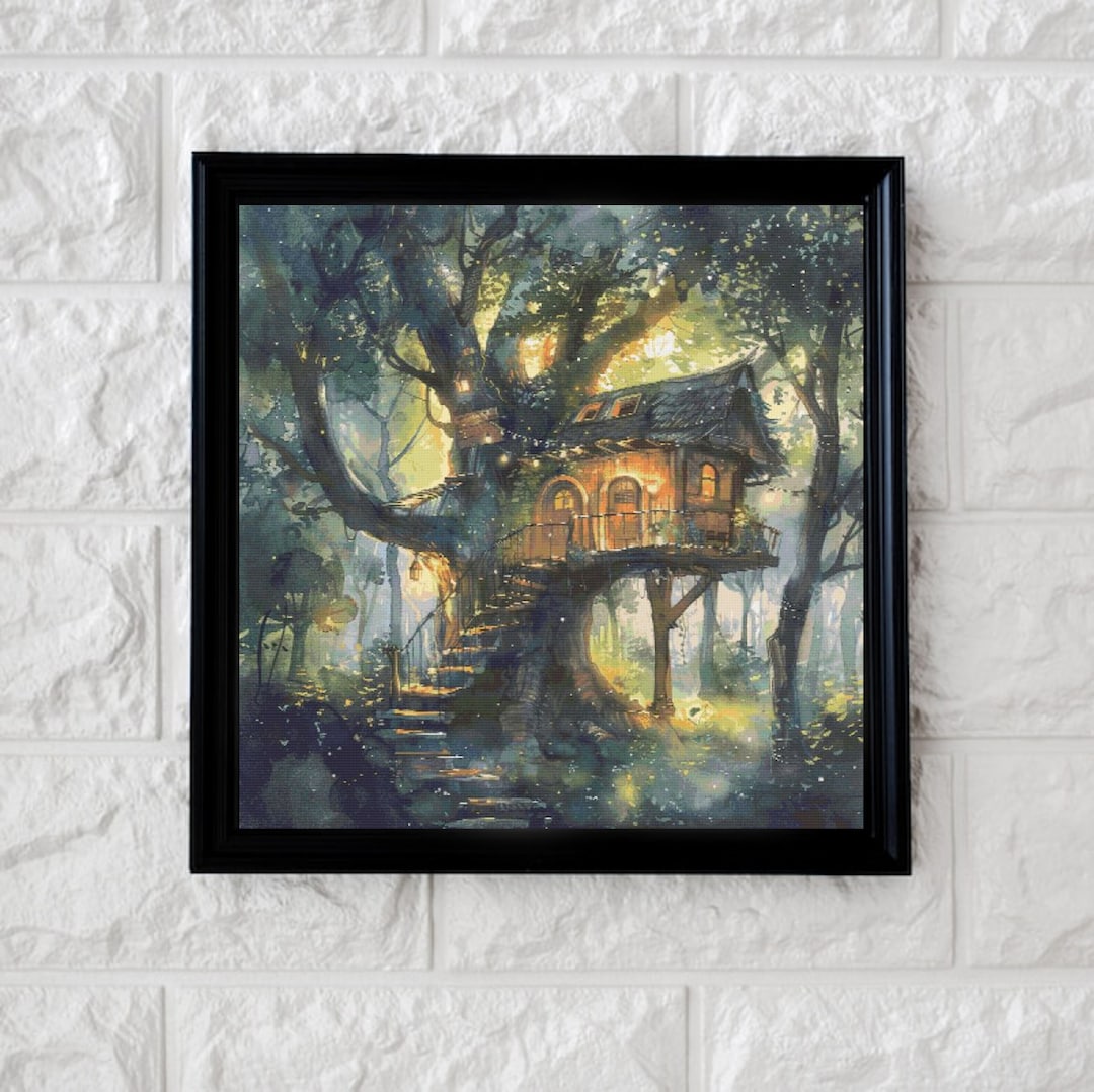 Magical Treehouse Cross Stitch Pattern Full Coverage PDF - Etsy