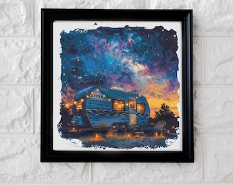 Night sky camping cross stitch pattern PDF