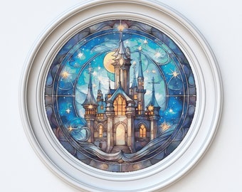 Fantasy stained Glass Castle Iii Cross Stitch Pattern PDF Easy Full ...