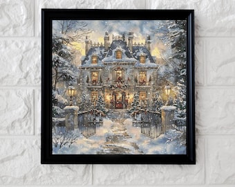 Winter house cross stitch pattern full coverage PDF