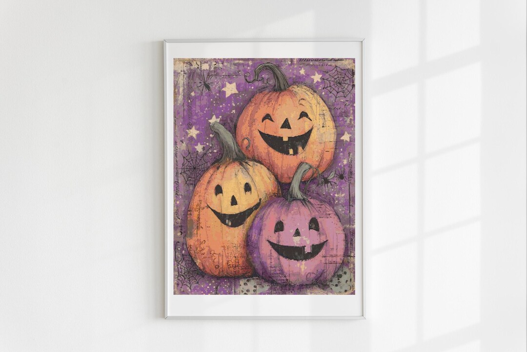 Funny Pumpkins Cross Stitch Pattern Full Coverage PDF - Etsy