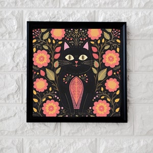 Cat in the flowers cross stitch pattern full coverage PDF