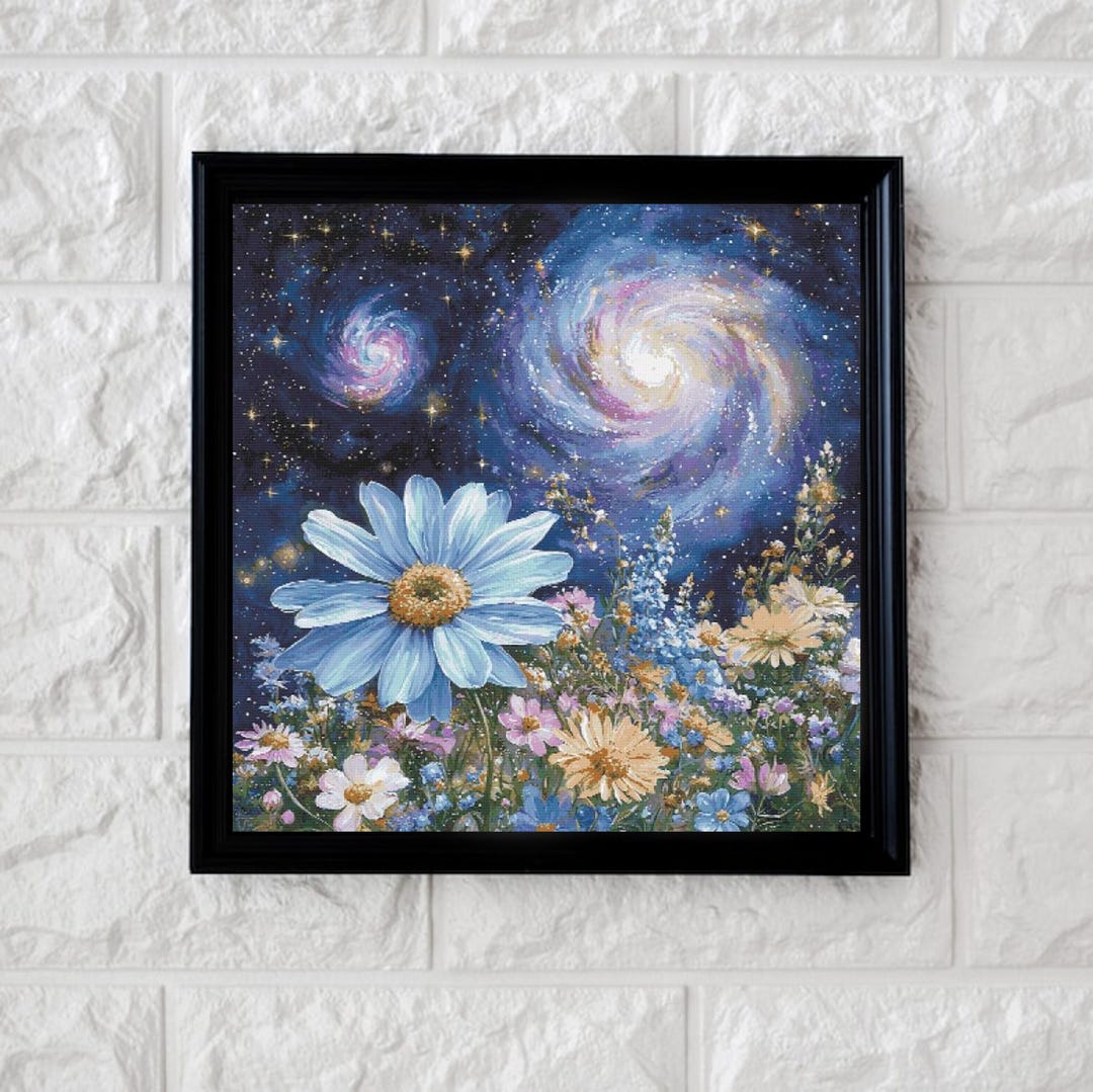 Flowers and Celestial Skies Cross Stitch Pattern Full Coverage PDF - Etsy