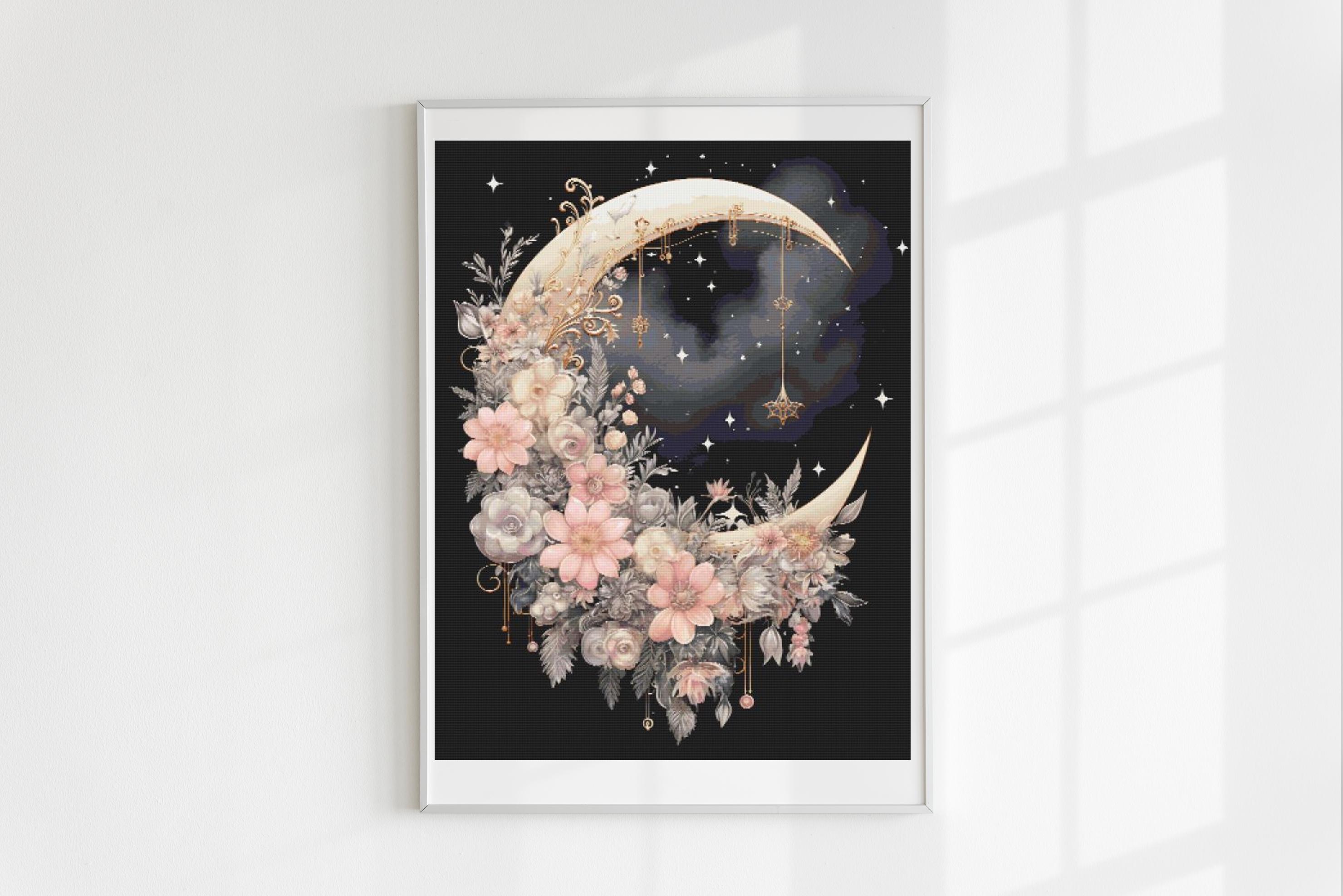 Floral Moon Cross Stitch Pattern Full Coverage PDF - Etsy