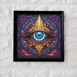 Stained glass eye cross stitch pattern full coverage PDF