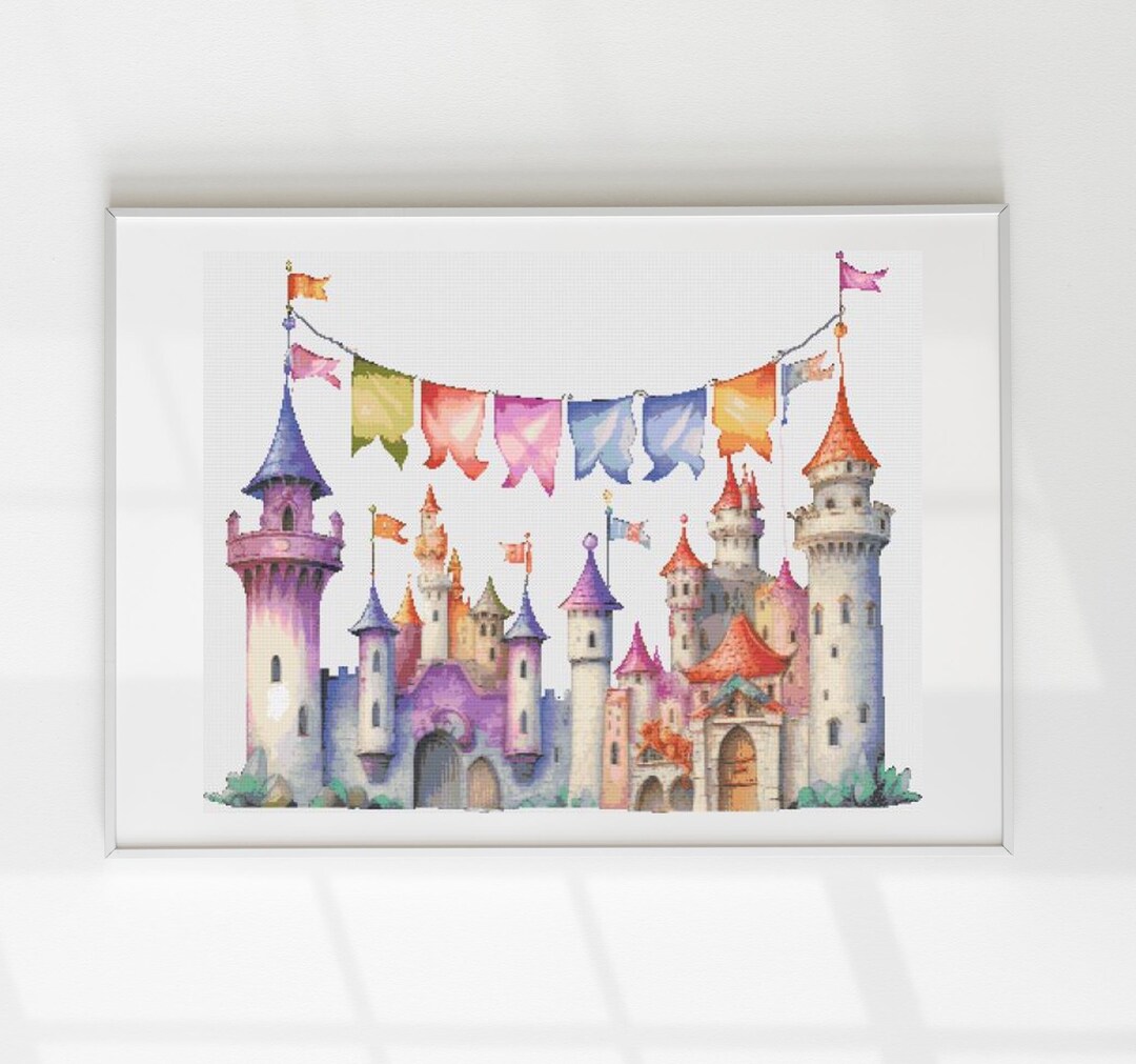 Rainbow Flag Castle Cross Stitch Pattern PDF - Etsy