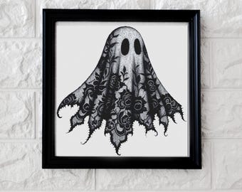 Lace ghost cross stitch pattern PDF