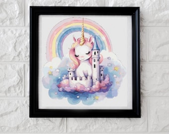 Patrón de punto de cruz Unicornio en las nubes PDF