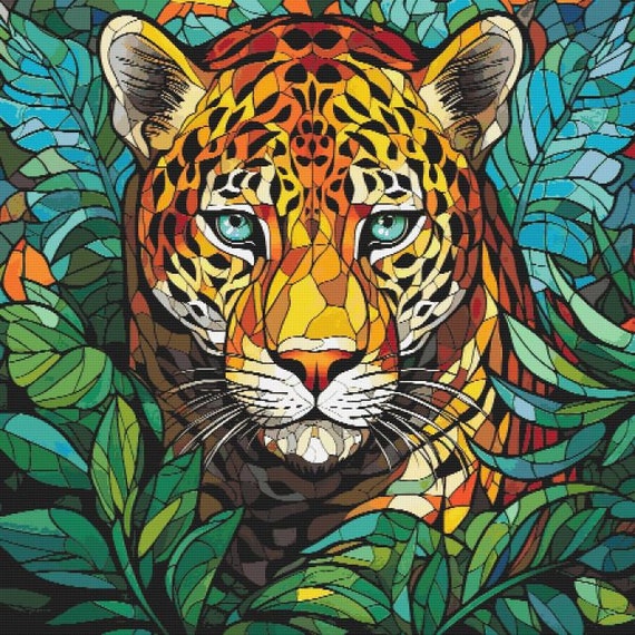 ヒョウ柄ステンドグラスクロスステッチパターン完全版PDF - Etsy 日本