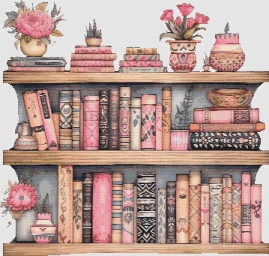 Cute Bookcase Cross Stitch Pattern PDF Etsy