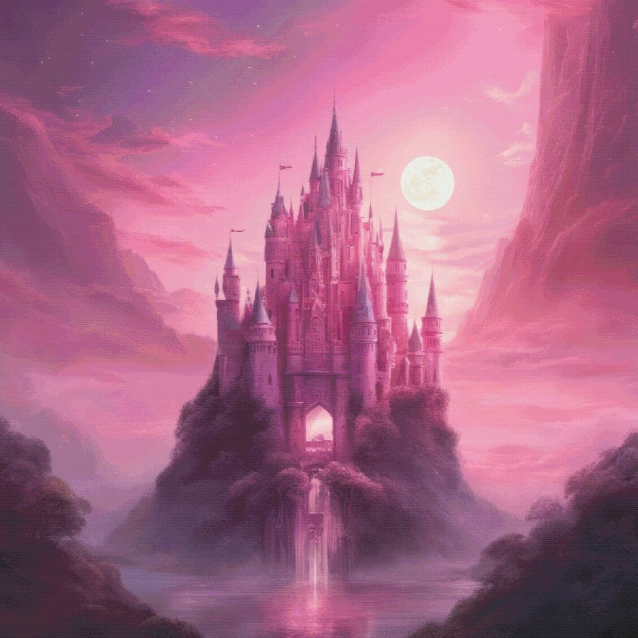 Pink Castle Cross Stitch Pattern Full Coverage PDF - Etsy