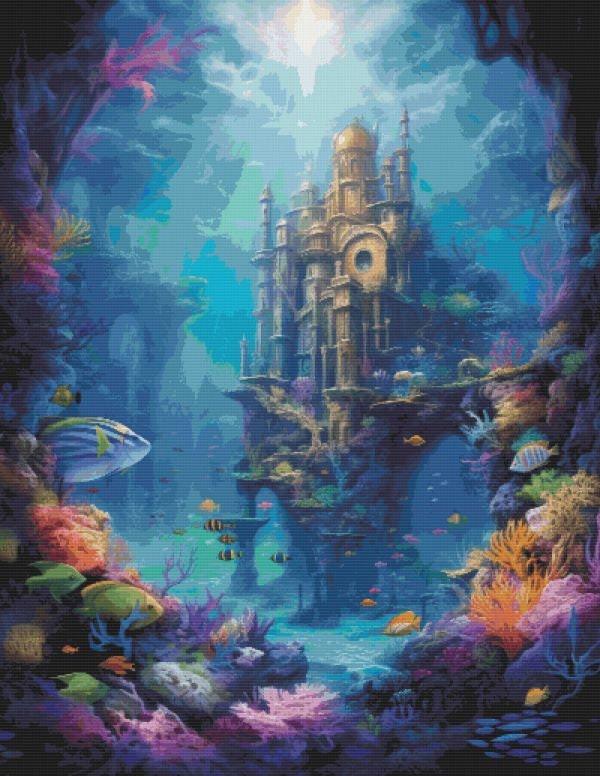 Underwater Castle Cross Stitch Pattern Full Coverage PDF - Etsy