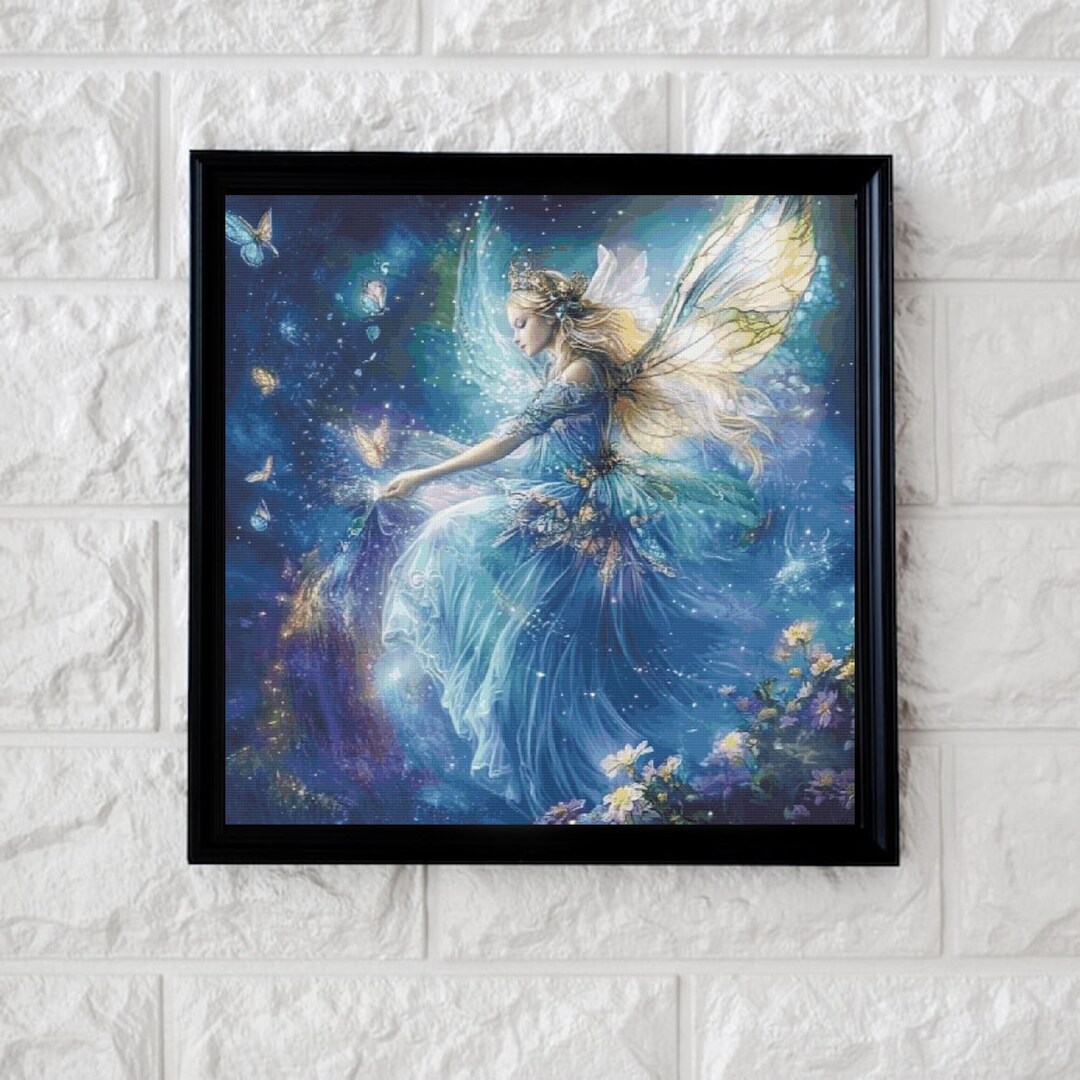 Blue Celestial Fairy Cross Stitch Pattern Full Coverage PDF - Etsy
