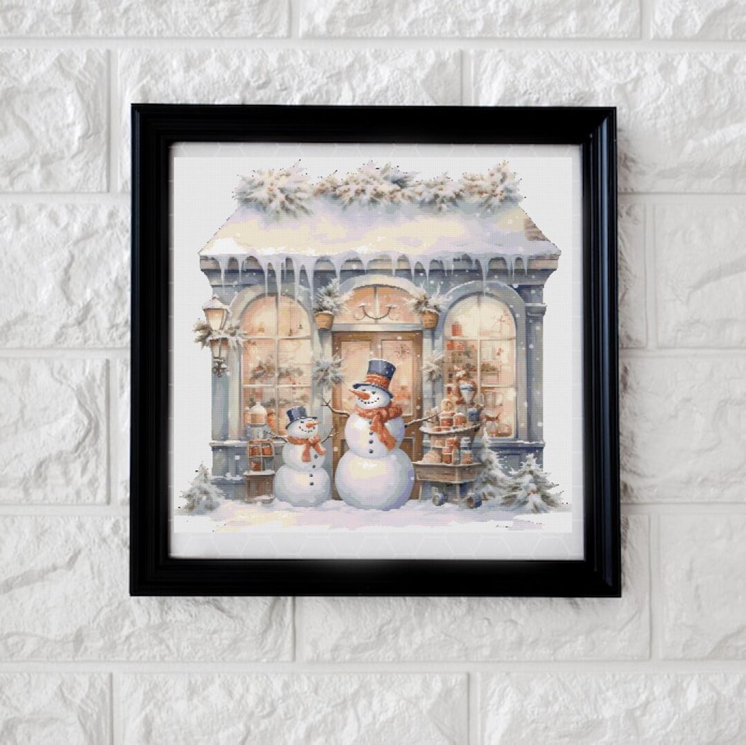 雪だるまのショッピング クロスステッチ パターン PDF - Etsy 日本