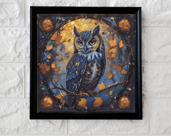 Autumn owl cross stitch pattern full coverage PDF