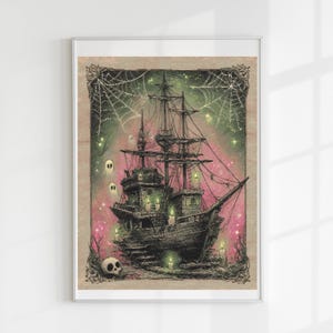 Haunted ship cross stitch pattern full coverage PDF