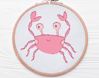 シンプルなピンクのカニのクロスステッチパターン PDF - Etsy 日本