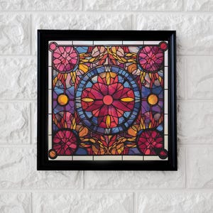 Pretty stained glass pattern cross stitch pattern full coverage PDF