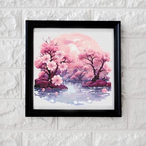 Pretty cherry blossom cross stitch pattern PDF