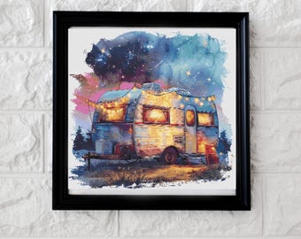 Caravan holiday cross stitch pattern PDF
