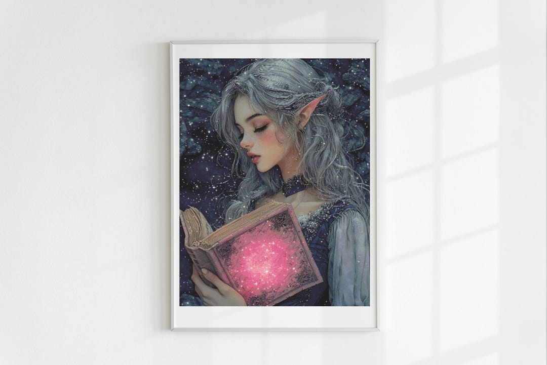 Pretty Reading Elf Cross Stitch Pattern Full Coverage PDF - Etsy