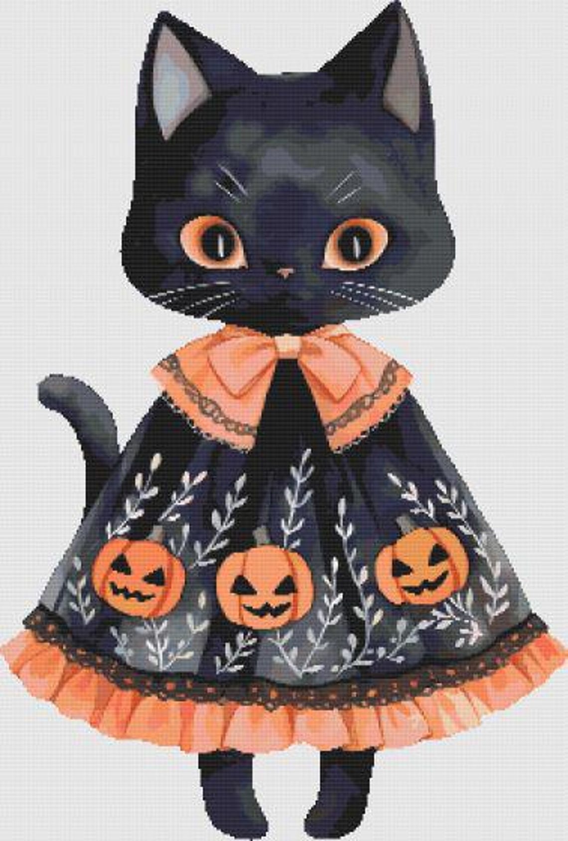 Halloween Black Cat Cross Stitch Pattern PDF - Etsy