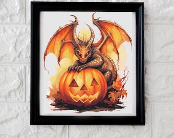 Halloween dragon cross stitch pattern PDF