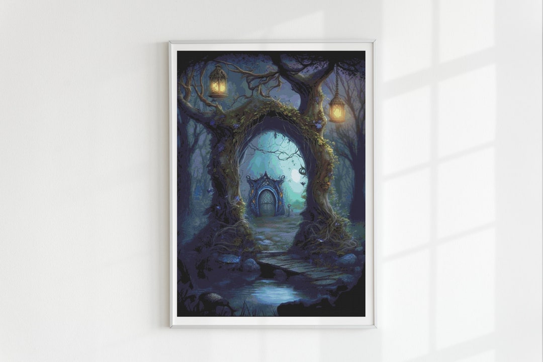 Dark Enchanted Forest Cross Stitch Pattern Full Coverage PDF - Etsy