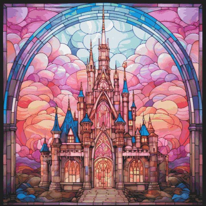 Pretty Stained Glass Castle Cross Stitch Pattern Full Coverage PDF - Etsy