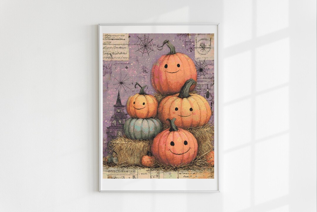 Happy Pumpkins Cross Stitch Pattern Full Coverage PDF - Etsy