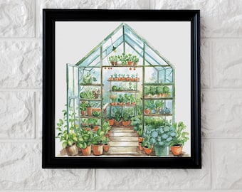 Cute greenhouse cross stitch pattern PDF