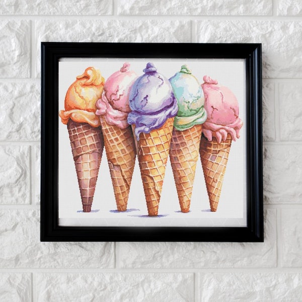 Yummy ice cream cross stitch pattern PDF