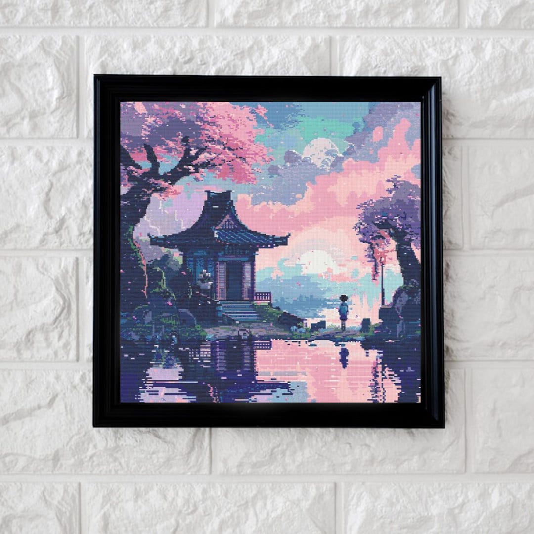 Pretty Pixel Lake Sunset Cross Stitch Pattern PDF - Etsy