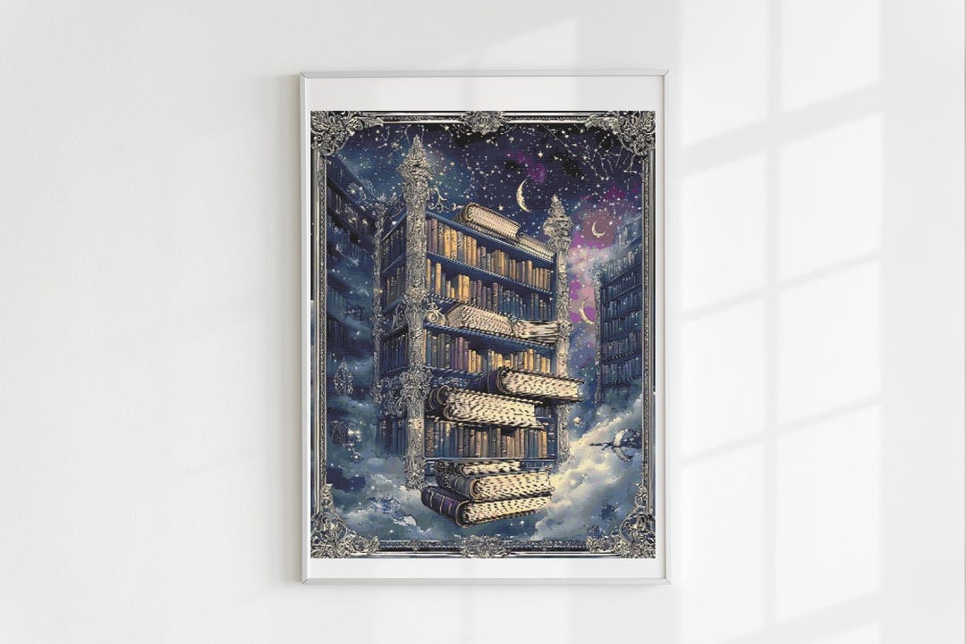 Magical Bookcase Cross Stitch Pattern Full Coverage PDF - Etsy