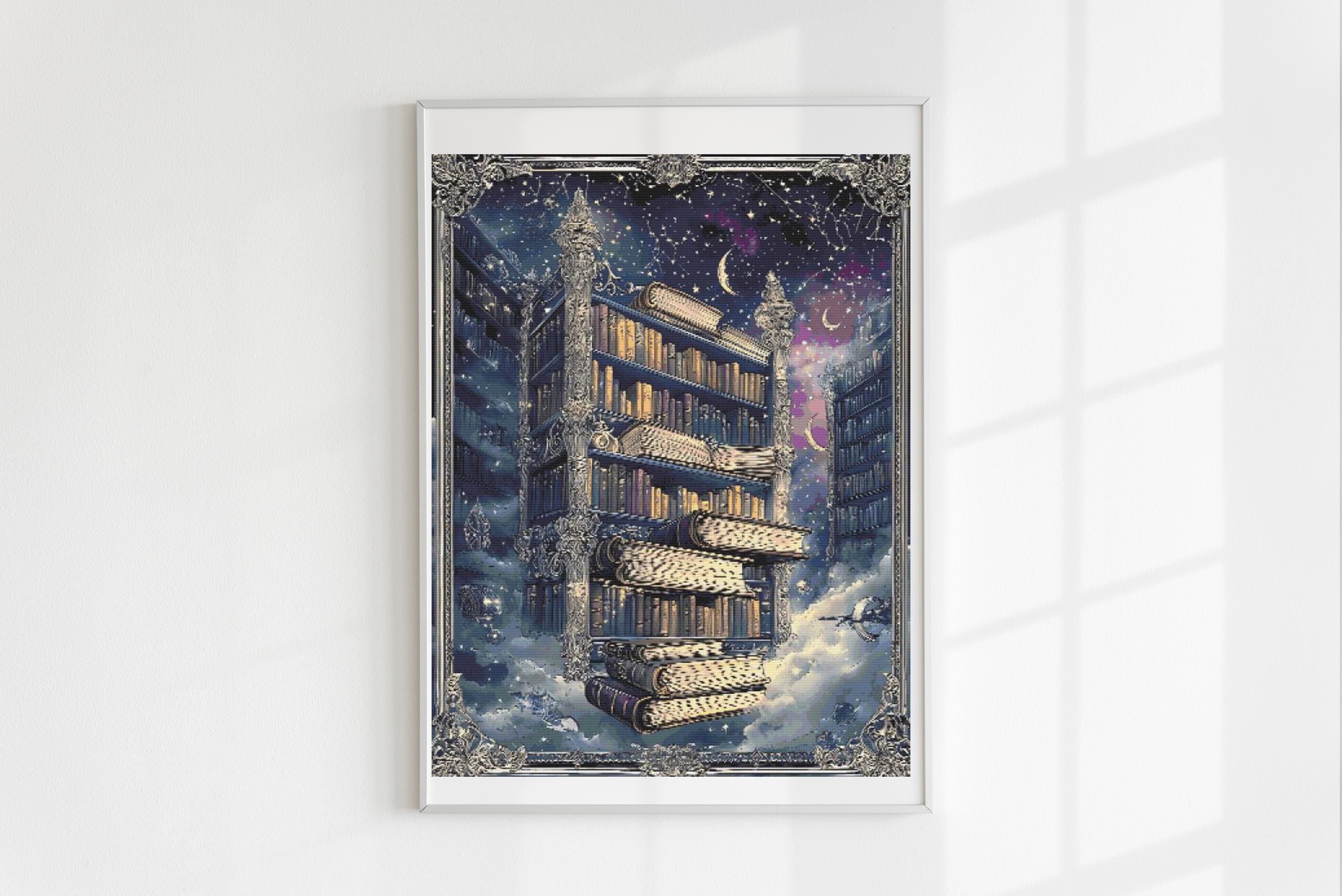 Magical Bookcase Cross Stitch Pattern Full Coverage PDF - Etsy