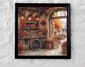 Fall market cross stitch pattern full coverage PDF
