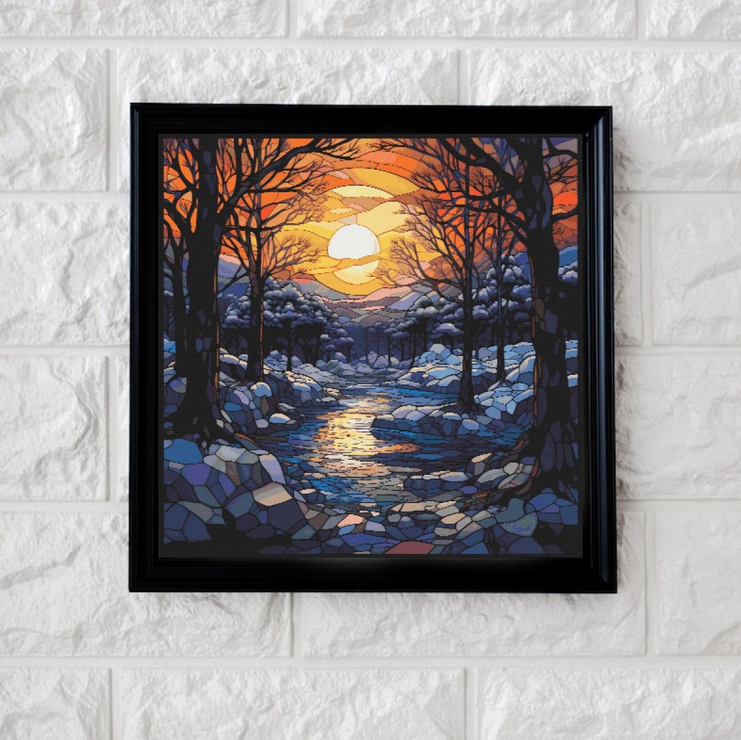 Dusk Winter Scene Cross Stitch Pattern Full Coverage PDF - Etsy