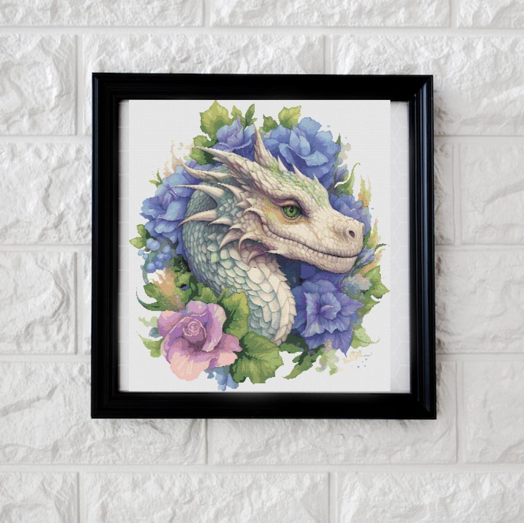 Floral Green Dragon Cross Stitch Pattern PDF - Etsy