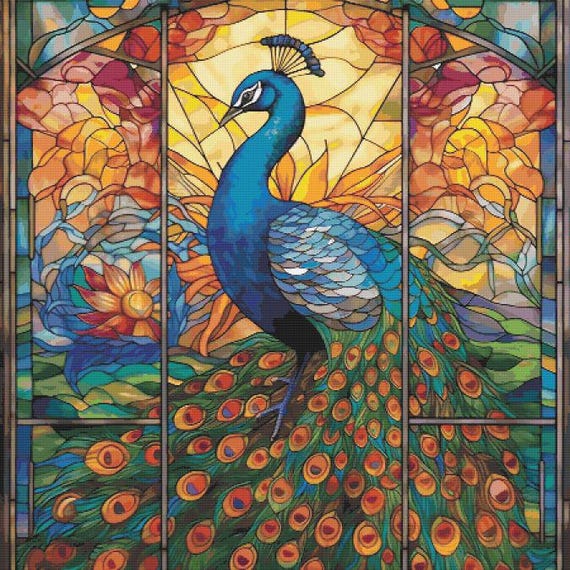 【クロスステッチ完成品】富贵花开（孔雀:クジャク） クロスステッチ完成品】富贵花开（孔雀:クジャク） クロスステッチ完成