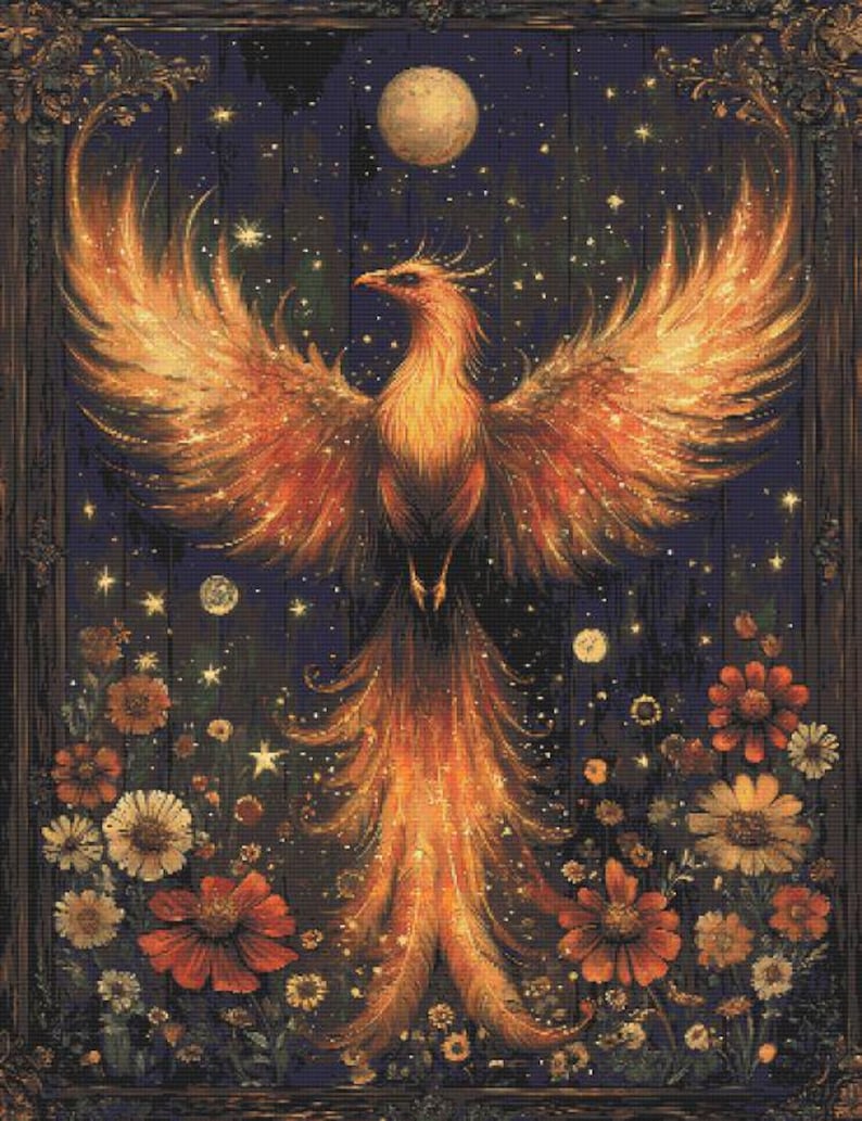 Phoenix Rising Pattern Rising Phoenix Cross Stitch Pattern Full Coverage PDF - Etsy